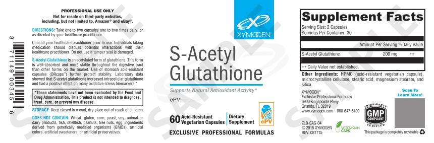 xymogen s-acetyl glutathione S-Acetyl Glutathione 60caps